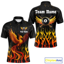 Load image into Gallery viewer, Flaming Phoenix Billiard League Shirts For Men Custom Wings 8 Ball Billiard Pool Jerseys NYN2309