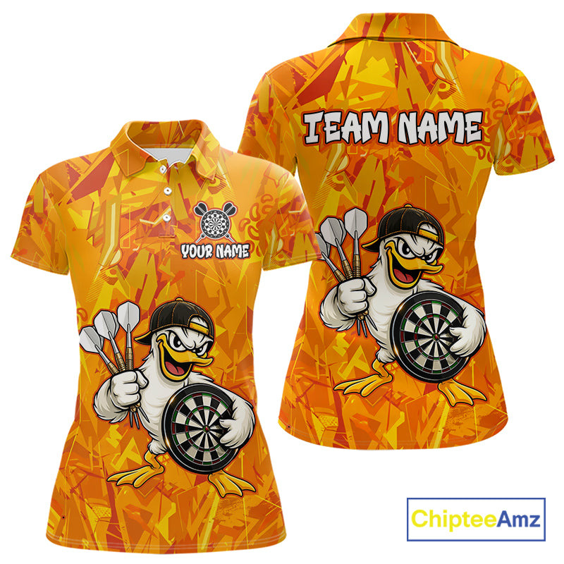 Personalized Funny Duck Darts Polo & 1/4-Zip Shirt For Women Custom Duck Dart Team Dart Jerseys NYN2958