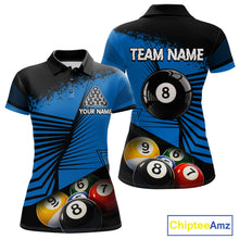 Load image into Gallery viewer, Custom 8 Ball Cue Billiards Polo &amp; Quarter-Zip Jersey Women's Pool Billiard League Jersey NYN2313