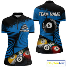 Load image into Gallery viewer, Custom 8 Ball Cue Billiards Polo &amp; Quarter-Zip Jersey Women's Pool Billiard League Jersey NYN2313