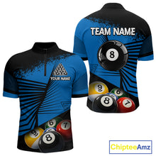 Load image into Gallery viewer, Custom 8 Ball Cue Billiards Polo &amp; Quarter-Zip Jersey Men's Pool Billiard League Jersey NYN2313