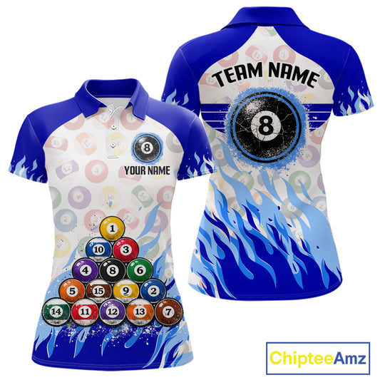 Blue Pool Billiard Balls League Jerseys For Women Custom Grunge Ball 8 Billiard Team Jersey NYN2316