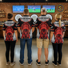 Load image into Gallery viewer, Silver Red Flaming Skull Dartboard Men Darts Polo Shirt Custom Team Dart League Jerseys NYN2071