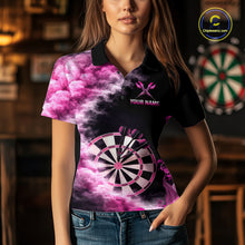 Load image into Gallery viewer, Custom Pink Smokes Dartboard &amp; Arrow Women Darts Polo Shirt Personalized Darts Team Jerseys NYN2597