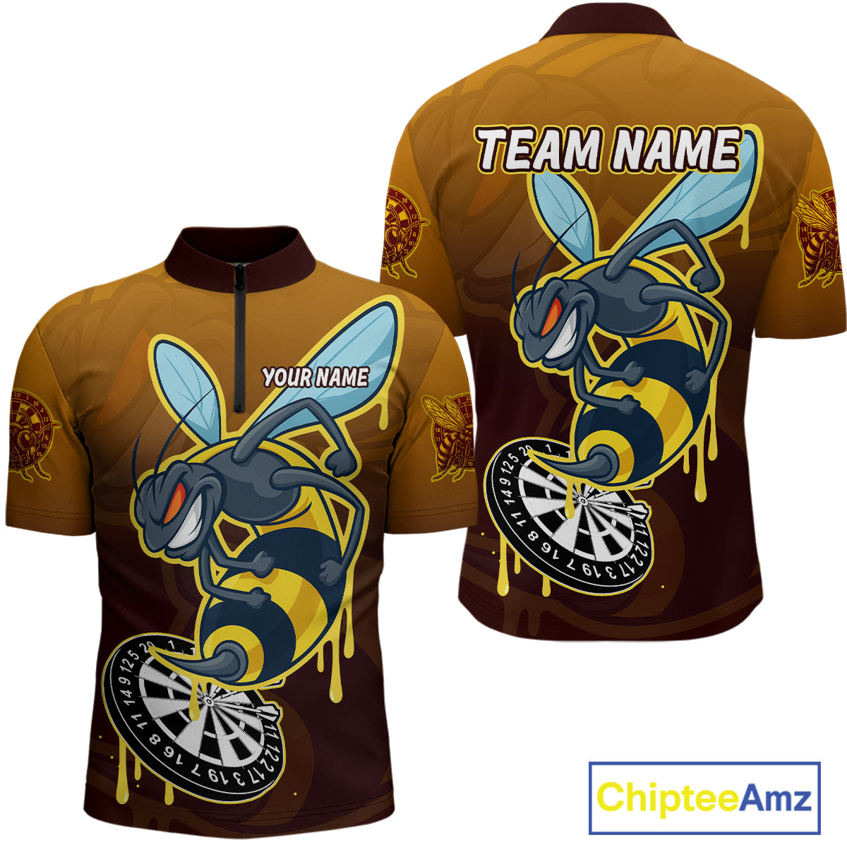 Ferocious Bee Dartboard 3D Funny Darts Shirt For Men - Custom Name & Team Jersey NYN0672