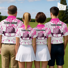 Load image into Gallery viewer, American Flag Splatter Pink Men Golf Polo Shirt Custom Breast Cancer Golf Team Outfits NYN3386