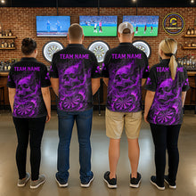 Load image into Gallery viewer, Fire Flame Skull Purple Grunge Dartboard Custom Dart Polo Shirt For Women Dart League Jerseys NYN2093