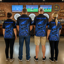 Load image into Gallery viewer, Fire Flame Skull Blue Grunge Dartboard Custom Dart Polo Shirt For Women Dart League Jerseys NYN2094