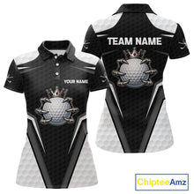 Load image into Gallery viewer, Custom Crown Claws Golf Ball Team Attire White And Black Golf Ball Pattern Polo Shirts For Women NYN3177