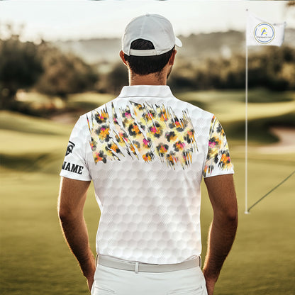 Yellow Leopard Pattern Men Golf Polo Shirts Custom Unique Polo Shirts Golf Team Outfits NYN3388