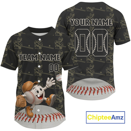 Custom Brown Mascot Funny Baseball Ball Jersey For Men Personalized 3D Funny Baseball Shirt NYN0901
