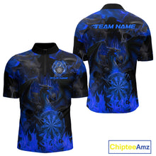 Load image into Gallery viewer, Fire Flames Darts Dragon Purple Dart 1/4-Zip Shirts For Men Personalized Team Dart Jerseys NYN2106