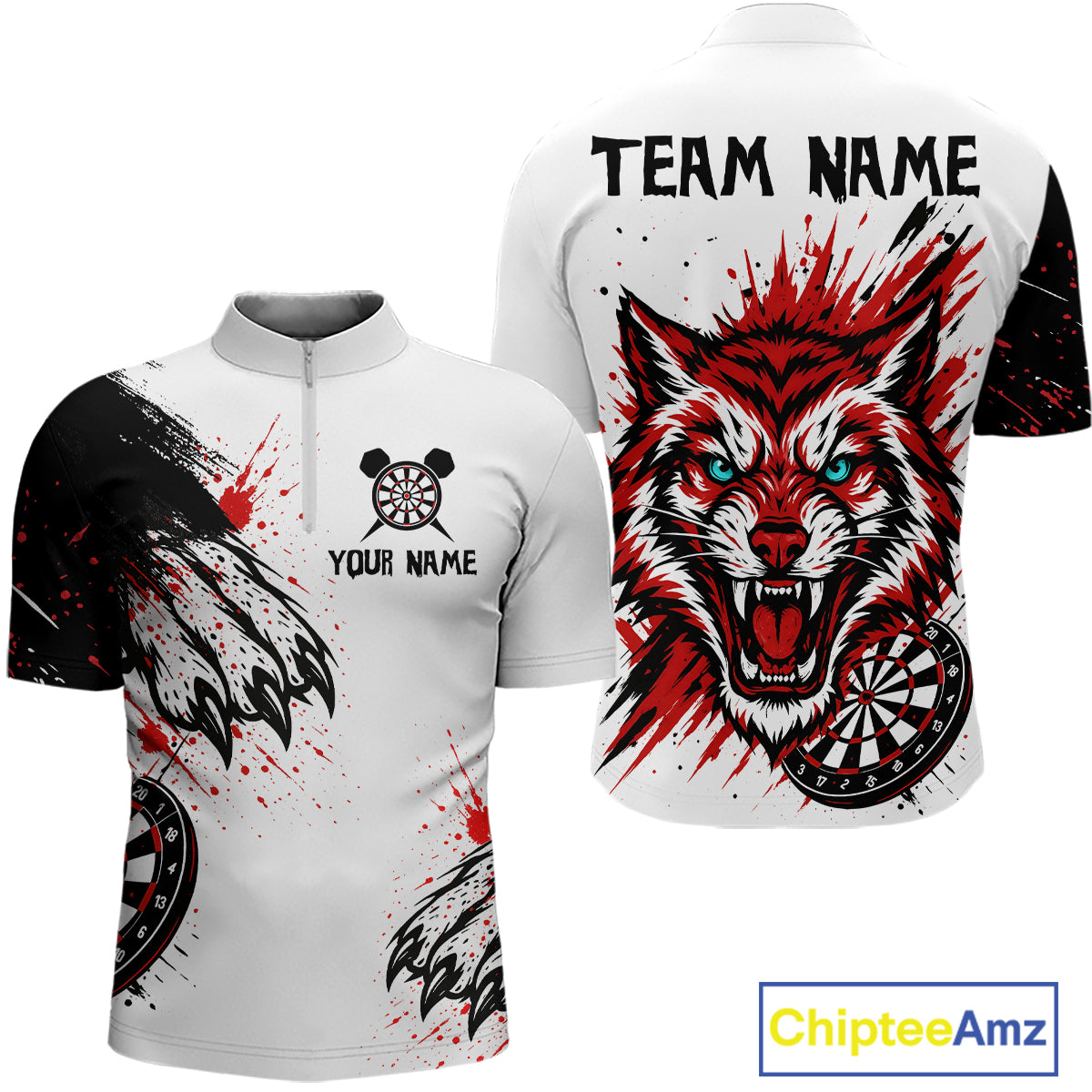 Colorful Splashed Tiger & Dartboard Men's Darts Shirt - Custom Name For Darts Jersey NYN0427