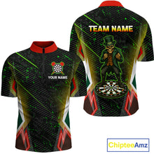 Load image into Gallery viewer, Green Skeleton With Urban Neon Men's Dart Shirt - Custom Name For Darts Jersey NYN0430