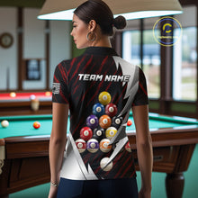 Load image into Gallery viewer, Red And Silver Pool Balls Billiard Team Polo &amp; 1/4-Zip Shirt For Women Custom Billiard Apparel NYN2375
