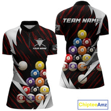 Load image into Gallery viewer, Red And Silver Pool Balls Billiard Team Polo &amp; 1/4-Zip Shirt For Women Custom Billiard Apparel NYN2375