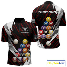 Load image into Gallery viewer, Red And Silver Pool Balls Billiard Team Polo &amp; 1/4-Zip Shirt For Men Custom Billiard Apparel NYN2375