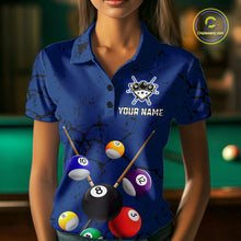 Load image into Gallery viewer, Eagle Crack 8 Ball Pool Women Billiard Team Shirt Custom Polo &amp; 1/4-Zip Billiard Apparel|Blue NYN2382