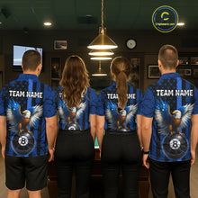 Load image into Gallery viewer, Eagle Crack 8 Ball Pool Men Billiard Team Shirt Custom Polo &amp; 1/4-Zip Billiard Apparel|Blue NYN2382