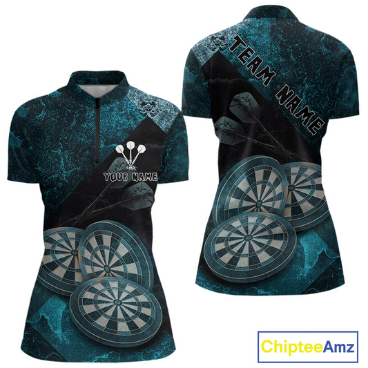 Triple Dartboards Grunge Darts Shirt For Men Custom Name For Players | Opt1 - Turquoise NYN0685