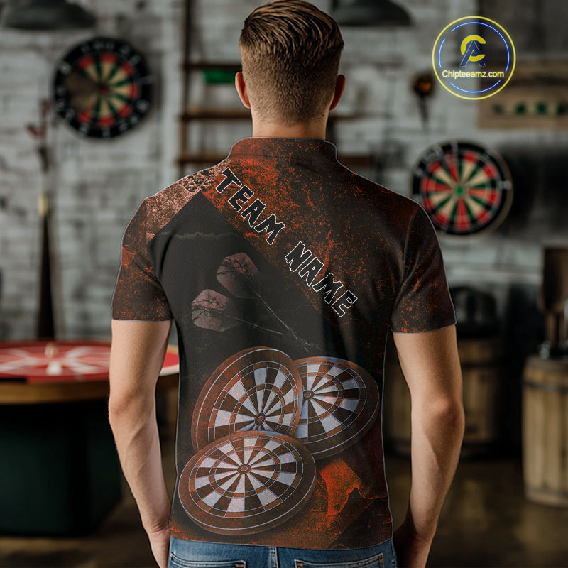 Triple Dartboards Grunge Darts Shirt For Men Custom Name For Players | Opt2 - Red NYN0686