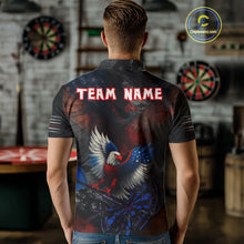 Load image into Gallery viewer, US Flag Eagle Cracked Dartboard Red Men's Darts Shirt Custom Name For Players | Opt1 NYN0690