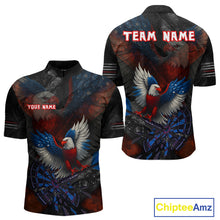 Load image into Gallery viewer, US Flag Eagle Cracked Dartboard Red Men's Darts Shirt Custom Name For Players | Opt1 NYN0690