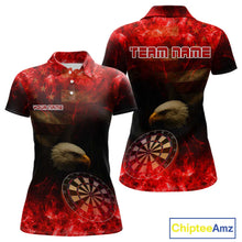 Load image into Gallery viewer, Custom Black And Red Flames Eagle Dartboard Darts Polo Shirt For Women Outfit Darts Jerseys NYN0944