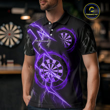 Load image into Gallery viewer, Custom Lightning Purple And Black Darts Polo Shirt For Men Darts Tournament Jerseys NYN0951