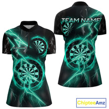 Load image into Gallery viewer, Custom Lightning Turquoise And Black Darts 1/4-Zip Shirt For Women Darts Tournament Jerseys NYN0952