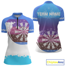 Load image into Gallery viewer, Colorful Grunge Dartboard Custom Quarter-Zip Shirt For Women - Darts Team Jersey NYN0710