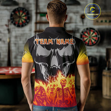 Load image into Gallery viewer, Red Flaming Skull Dartboard Custom Polo Shirt For Men - Darts Team Jersey NYN0715