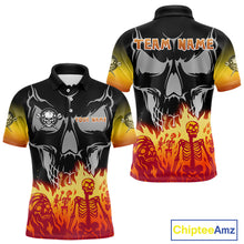 Load image into Gallery viewer, Red Flaming Skull Dartboard Custom Polo Shirt For Men - Darts Team Jersey NYN0715