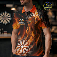 Load image into Gallery viewer, Custom Men's Darts Polo Shirt Dragon And Dartboard - Personalized Name &amp; Team NYN0721