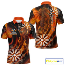 Load image into Gallery viewer, Custom Men's Darts Polo Shirt Dragon And Dartboard - Personalized Name &amp; Team NYN0721