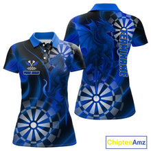Load image into Gallery viewer, Azure Dragon &amp; Dartboard Custom Darts Polo Shirt For Women - Darts Team Jersey NYN0723