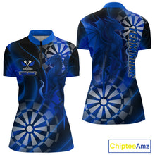 Load image into Gallery viewer, Azure Dragon &amp; Dartboard Custom Darts Quarter-Zip Shirt For Women - Darts Team Jersey NYN0723