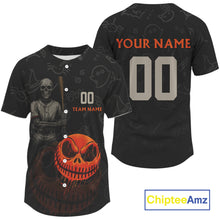 Load image into Gallery viewer, Custom Funny Halloween Baseball Ball Jersey Skull Halloween Baseball Tournament Shirt NYN0962