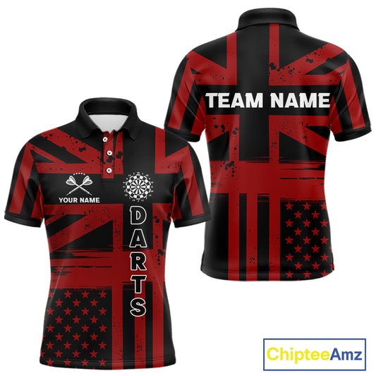 Dartboard Shield US Flag - Men's Patriotic Darts Shirt - Custom Name For Players NYN0489