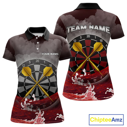 Scarlet Ocean With Golden Arrows - Women's Darts Team Shirt - Custom Name For Players NYN0492