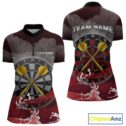 Scarlet Ocean With Golden Arrows - Women's Darts Team Shirt - Custom Name For Players NYN0492