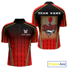 Load image into Gallery viewer, Red Black Barbed Western Darts Men's Cowboy Darts Shirt - Custom Name For Players NYN0498