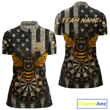 Load image into Gallery viewer, Custom Bees Dartboard Patriotic Dart 1/4-Zip Shirt For Women US Flag Grunge Dart Jersey NYN1360