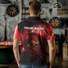 Load image into Gallery viewer, Maroon Dragon &amp; Skull Thunder Lightning Men's Darts Shirt - Custom Name For Players NYN0503