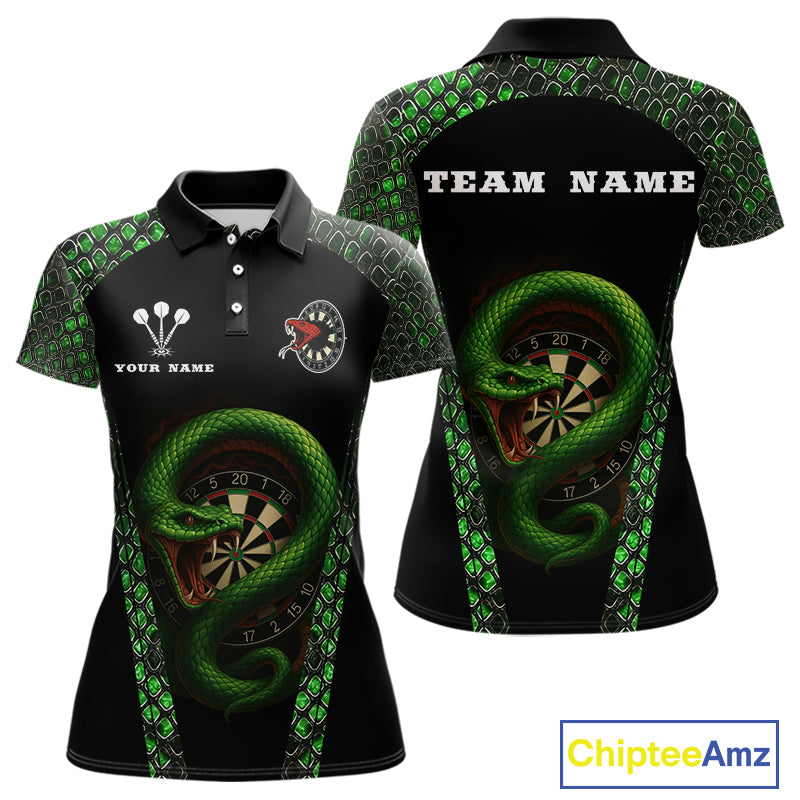 Fierce Green Serpent Dartboard Women's Darts Team Shirt - Custom Name For Players NYN0508
