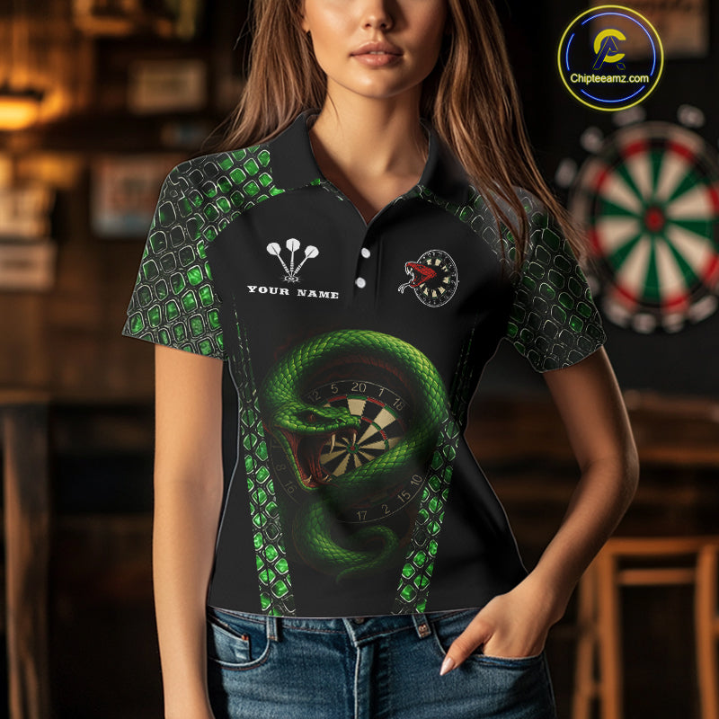 Fierce Green Serpent Dartboard Women's Darts Team Shirt - Custom Name For Players NYN0508