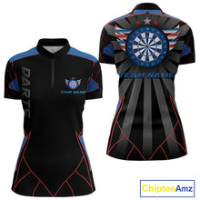 Load image into Gallery viewer, Red And Blue Wings Dartboard Custom Darts Quarter-Zip Shirt For Women - Darts Team Jersey NYN0726