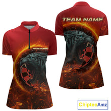 Load image into Gallery viewer, Panther Flaming Dartboard Custom Darts Quarter-Zip Shirt For Women - Darts Team Jersey NYN0727