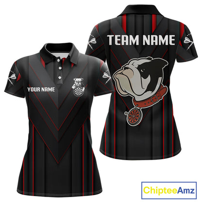 Personalized Bulldog With Darts Necklace Women's Darts Shirt - Custom Name For Players NYN0522