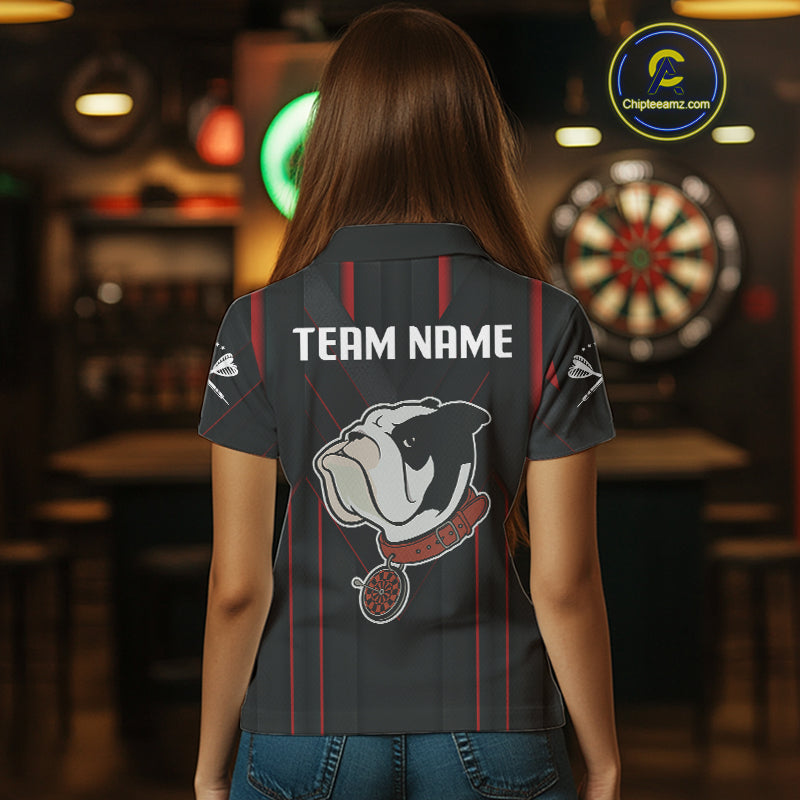 Personalized Bulldog With Darts Necklace Women's Darts Shirt - Custom Name For Players NYN0522